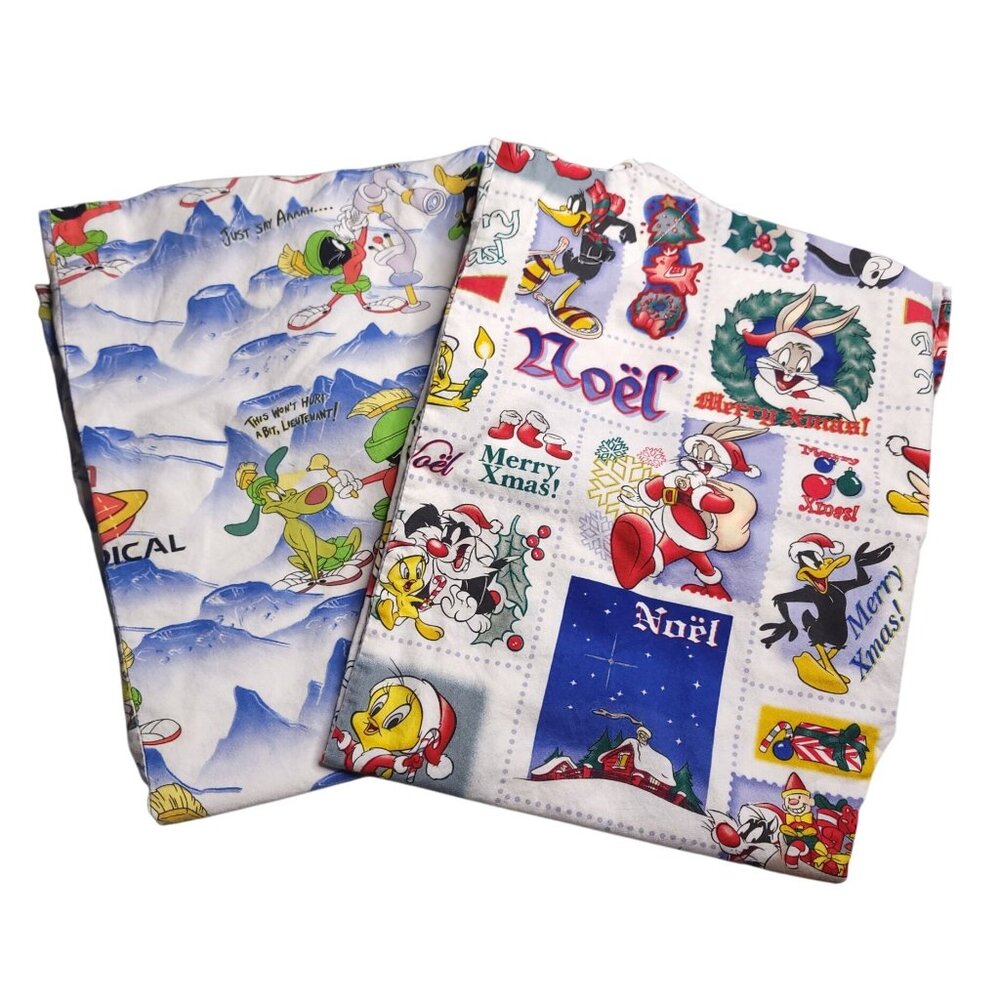 Vintage Looney Tunes Womens S Scrub Top Lot Christmas Marvin Martian